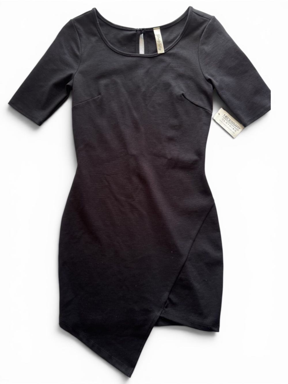 LOVELY DAY Black Asymmetrical Bodycon Dress S